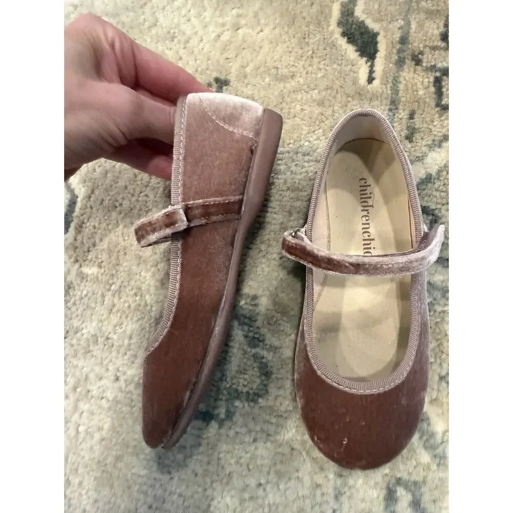 Children Chic Velvet Ballet Flat Rose Little Girls Size Sz 29 US Size 12